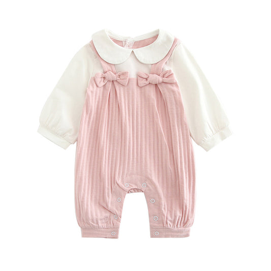 Adorable Pink Embroidered Jumpsuit - Girls' Jumper with Bows