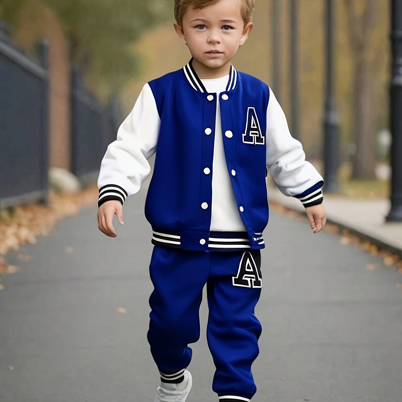 Boys Varsity Jacket & Joggers Set - Stylish 2-Piece Outfit for Kids