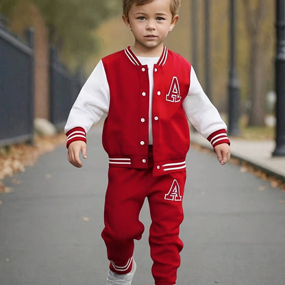 Boys Varsity Jacket & Joggers Set - Stylish 2-Piece Outfit for Kids