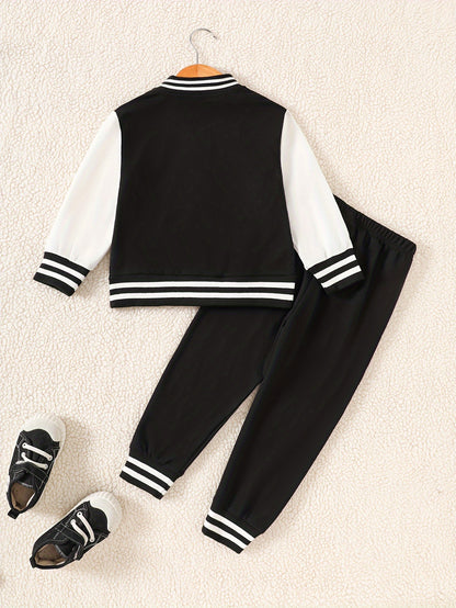 Boys Varsity Jacket & Joggers Set - Stylish 2-Piece Outfit for Kids