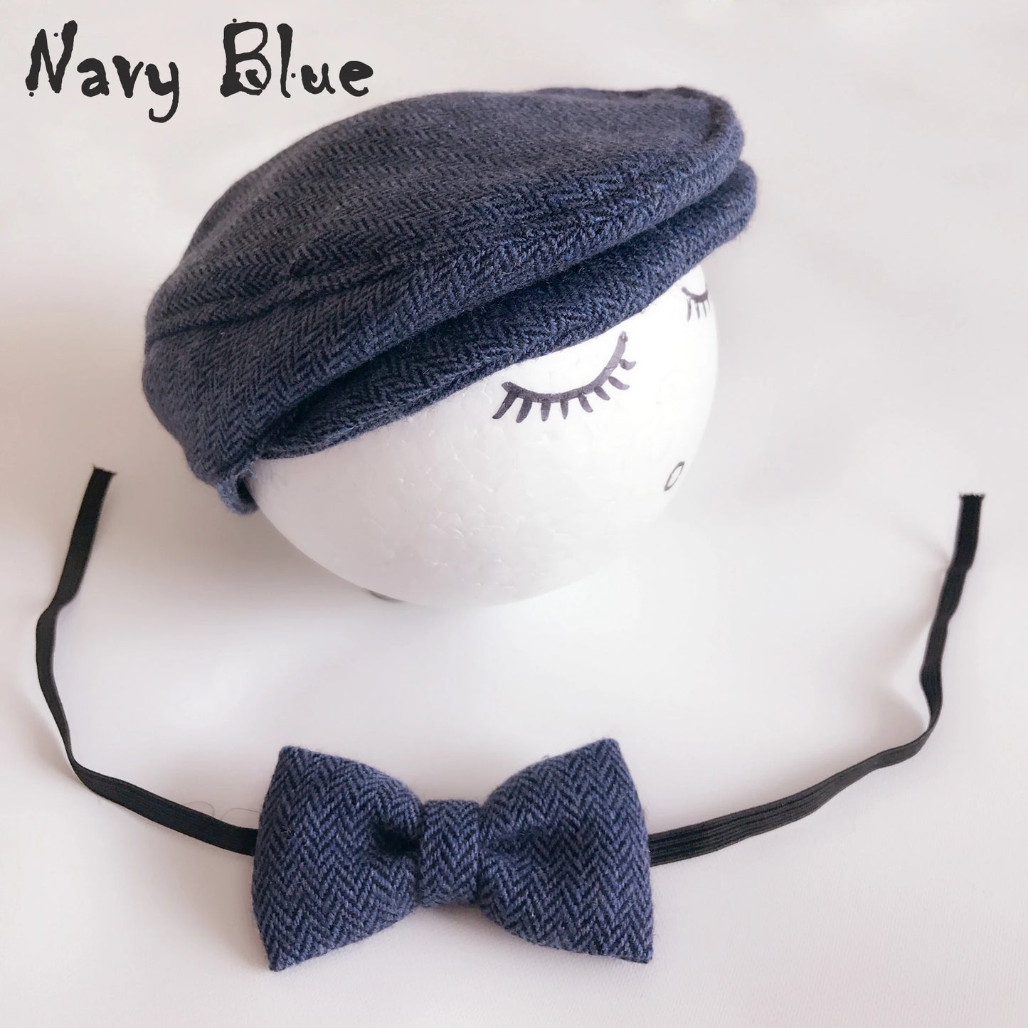 Baby Boy Beret & Bow Tie Set - Newborn Photo Props for Gentlemen