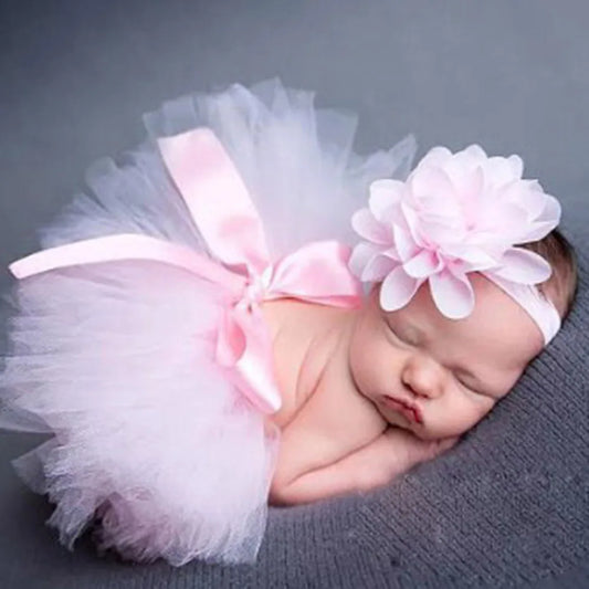 Fluffy Flower Baby Tutu Set - Tutu & Headband for Photoshoots