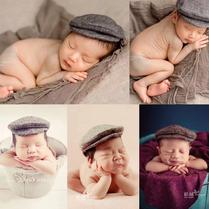 Baby Boy Beret & Bow Tie Set - Newborn Photo Props for Gentlemen