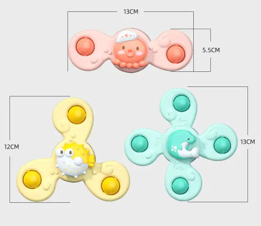 Baby Spin Toys - Pink Octopus & Yellow Blowfish for Fun Play