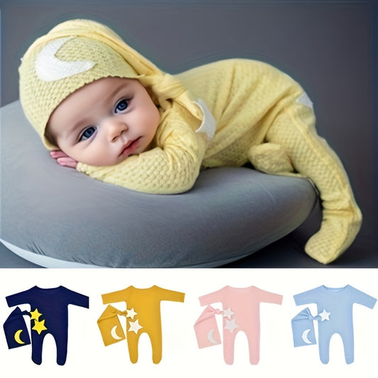 Starry Nights Baby Jumpsuit & Hat - Knitted Photography Prop Set