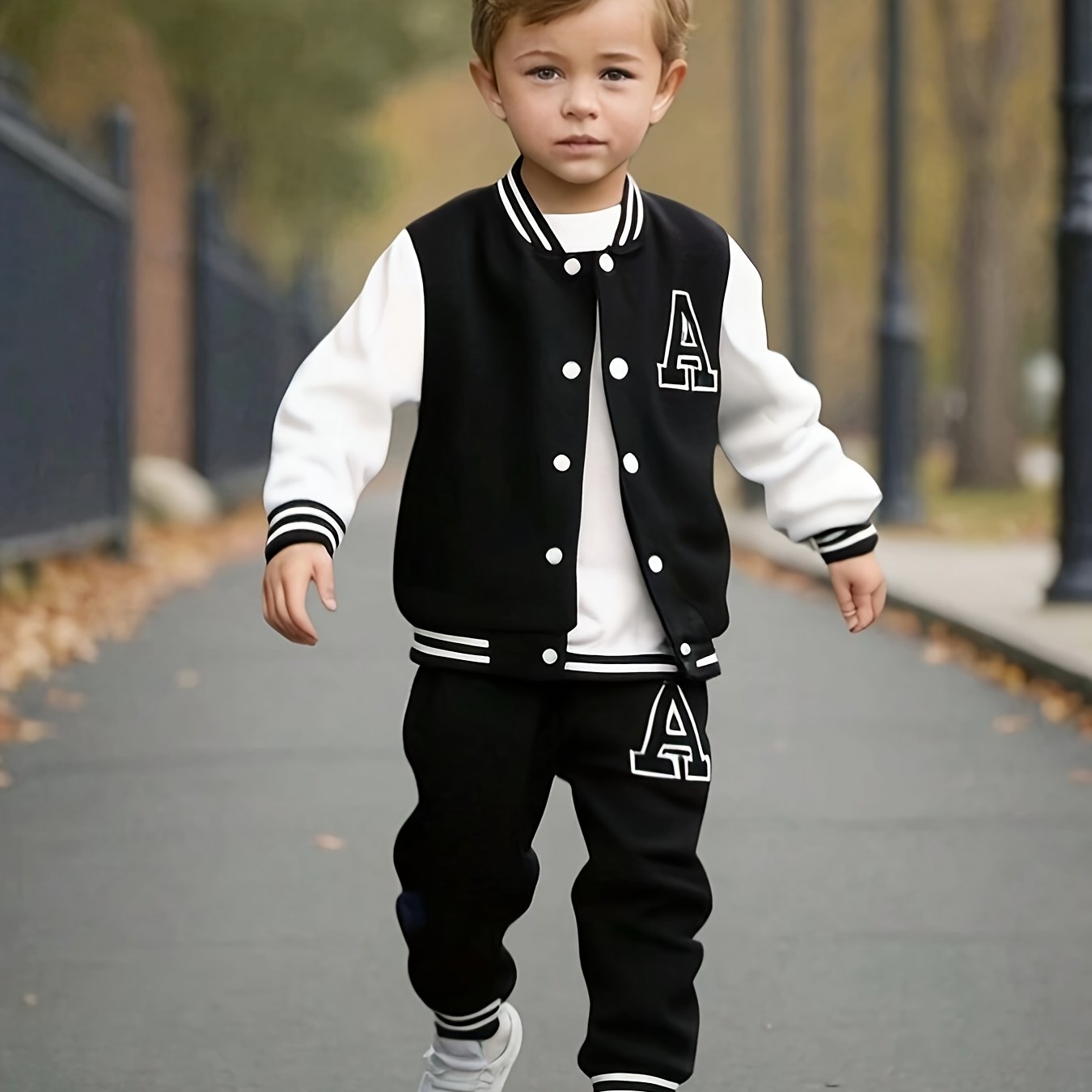 Boys Varsity Jacket & Joggers Set - Stylish 2-Piece Outfit for Kids